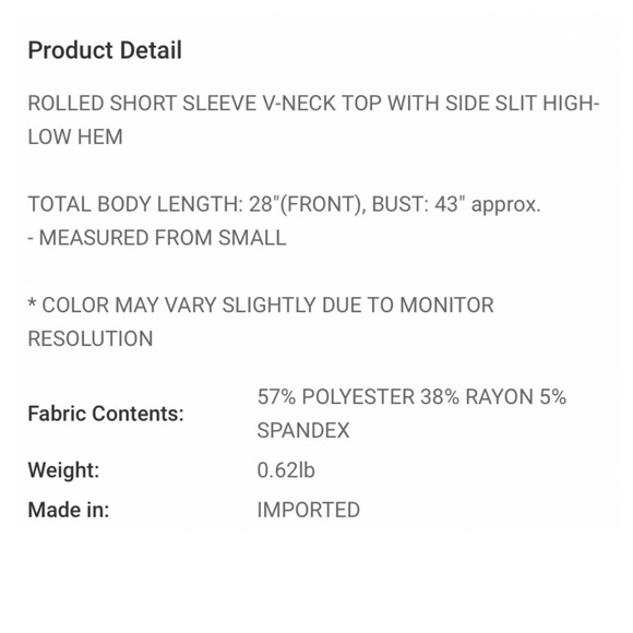 29 $5 ❤️LAST 1 ROLLED SHORT SLEEVE SIDE SLIT HI-LOW HEM TOP - Picture 2 of 2